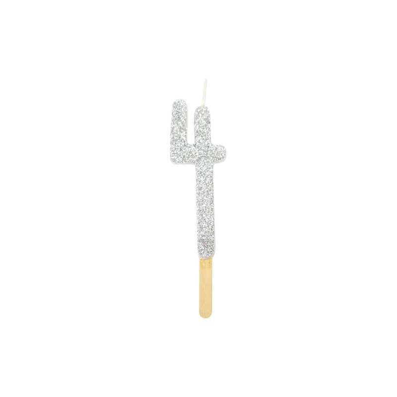 PME Anniversary Birthday Party Silver Glitter Candle 4