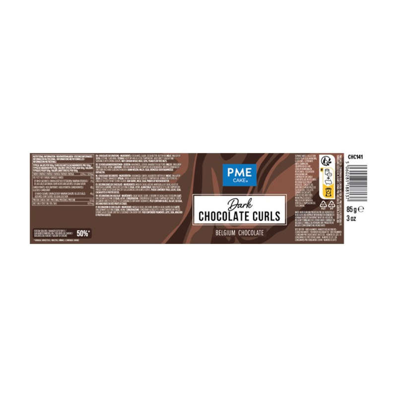 PME Belgian Dark Chocolate Curls for Decorating Cake Muffin Cupcake Desserts 85g