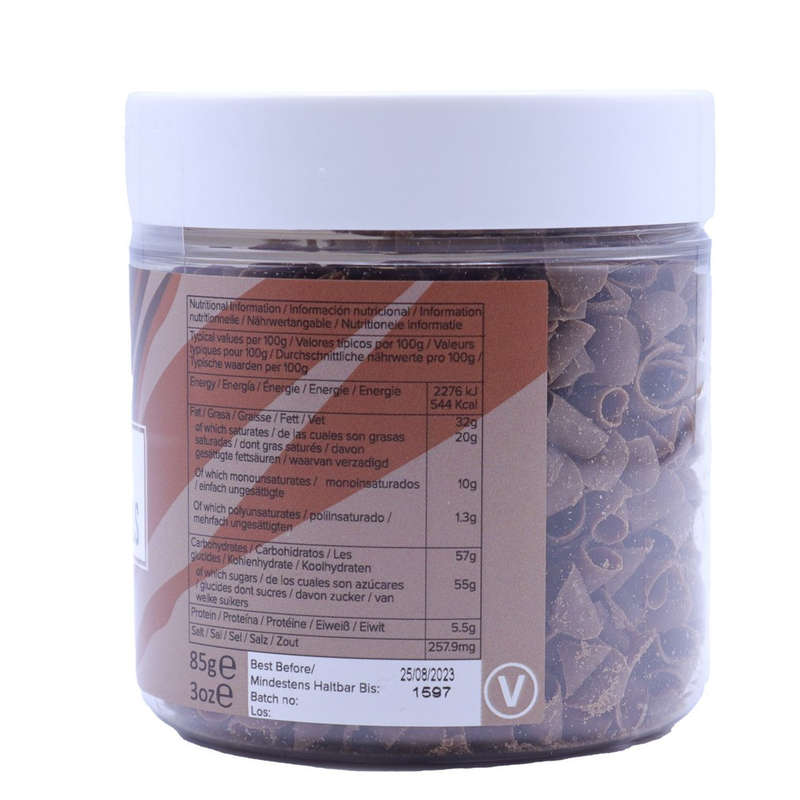PME Belgian Milk Chocolate Curls for Decorating Cake Muffin Cupcake Desserts 85g