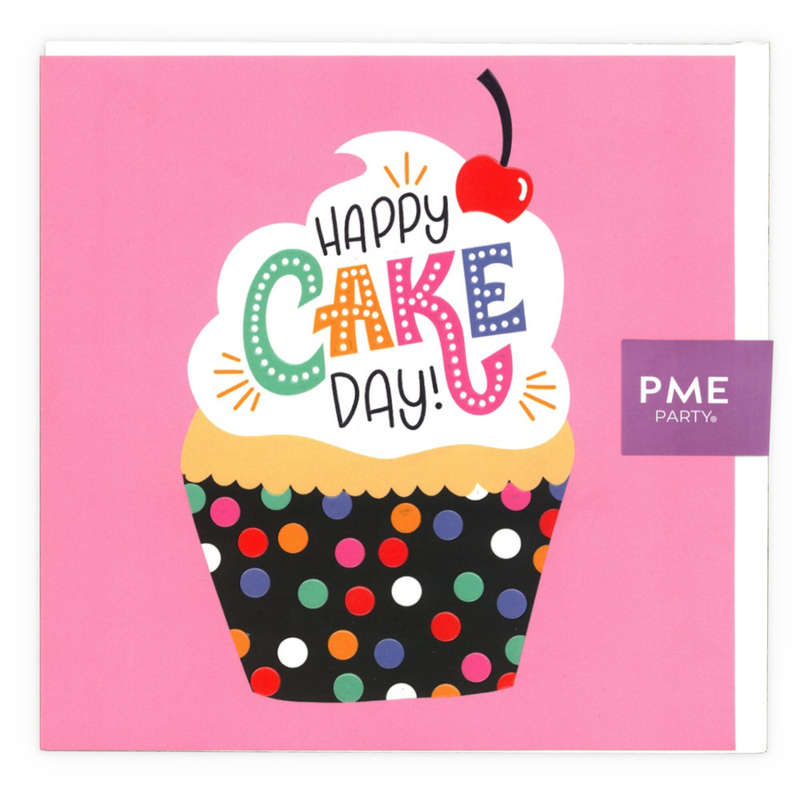 PME Greetings Cards with Envelope for Cakes - Happy Cake Day Cupcake