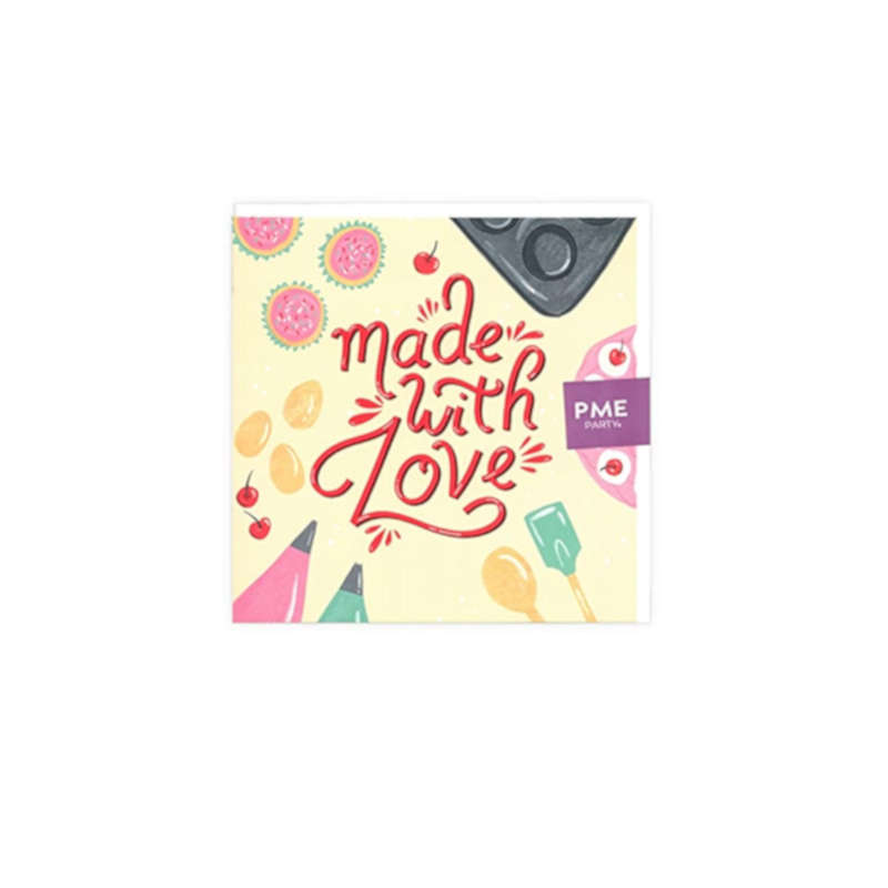 PME Greetings Cards with Envelope for Cakes - Made With Love Beige
