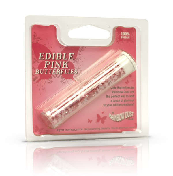 Rainbow Dust Edible Metallic Cake Decorating Shapes Pink Butterflies Sprinkles