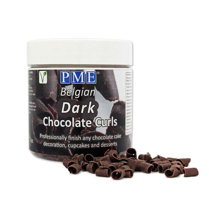 PME Belgian Dark Chocolate Curls for Decorating Cake Muffin Cupcake Desserts 85g