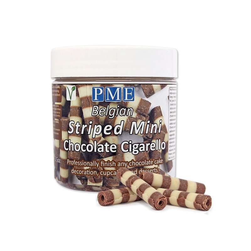 PME Belgian Striped Mini Chocolate Cigarellos Muffin Cup Cake Decorating 100g
