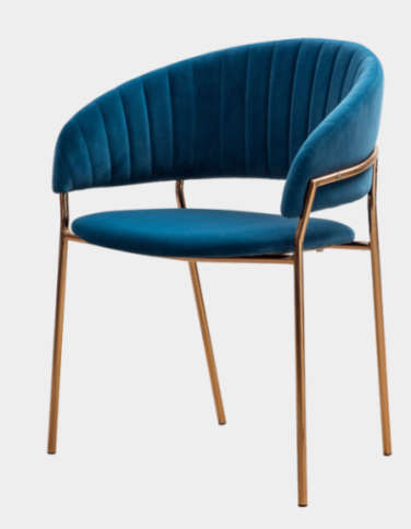 Modern Velvet With Gold Metal Leg Dining Room Chair B-01BLUE