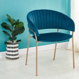 Modern Velvet With Gold Metal Leg Dining Room Chair B-01BLUE