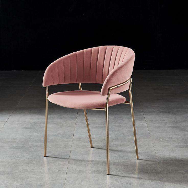 Modern Velvet With Gold Metal Leg Dining Room Chair B- 01PINK