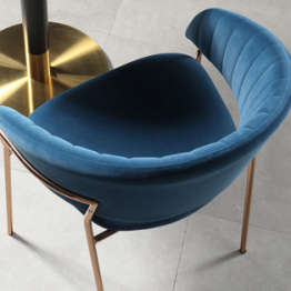 Modern Velvet With Gold Metal Leg Dining Room Chair B-01BLUE