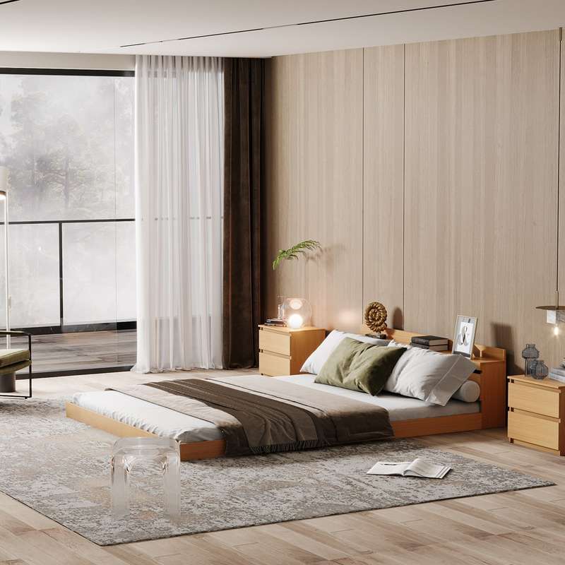 Simple bedstead J-BD-002 1.37 wood 130*57*20cm