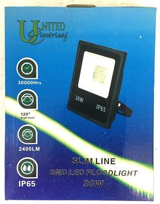 FLOODLIGHT FITTING LED SLIMLINE  30W 30000HRS 2100LM