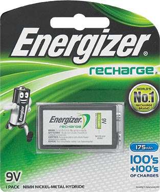 ENERGIZER RECHARGE: 9V -1 PACK (MOQ6)