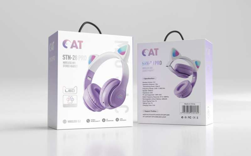 STN-28PRO Colourful Light Cat Ear Bluetooth 5.0 Headphone