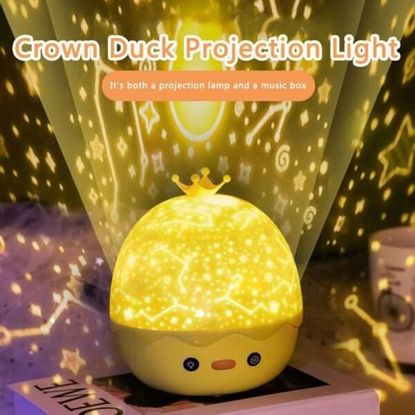 Duck LED Projector Night Light Projector Lamp 360 Degree Rotation Projection Music Box 2 in 1