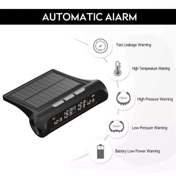 X6 Wireless Solar Tyre Pressure Monitoring System TPMS with Black and White LED