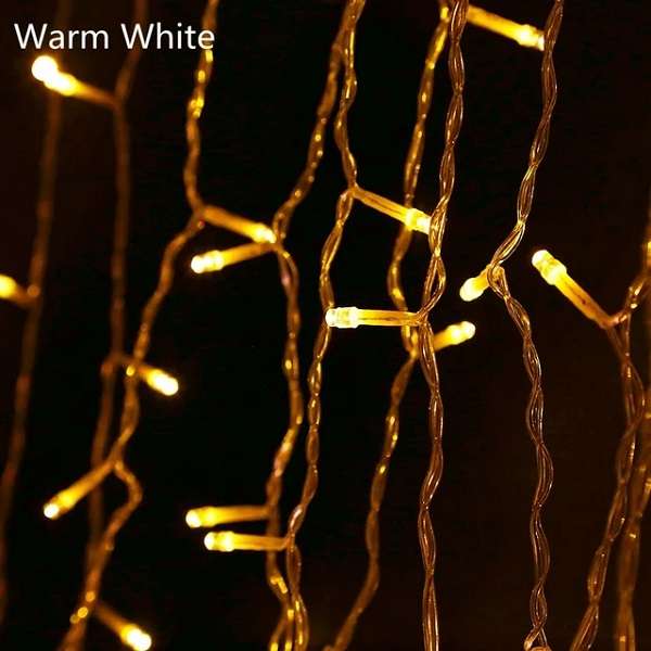 ZYF-100 LED Fairy Curtain Light with Tail Plug Extension Warm White 6×0.52m