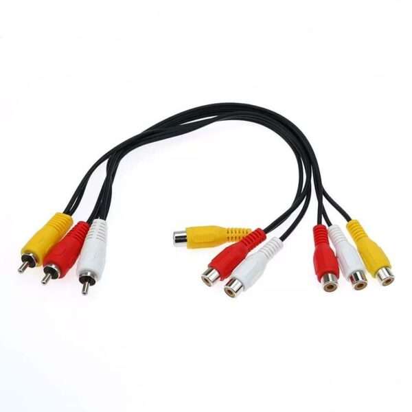 3 Female RCA To 6 Male RCA Cables Plug Splitter Audio Video High Quality AV Cord