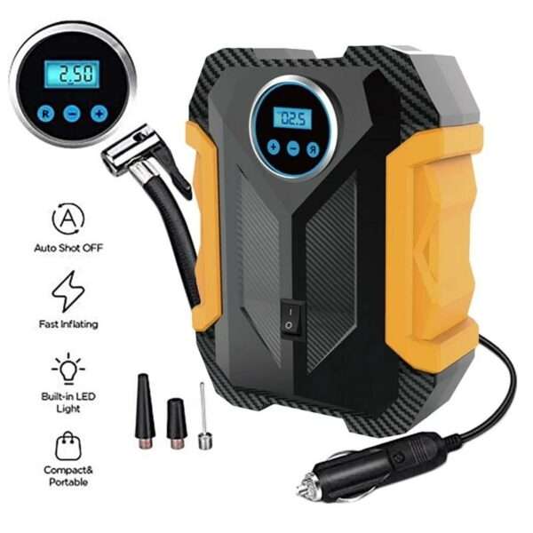 C1399-1 Portable Air Compressor For Car Tires 12V DC With Emergency LED Flashlight