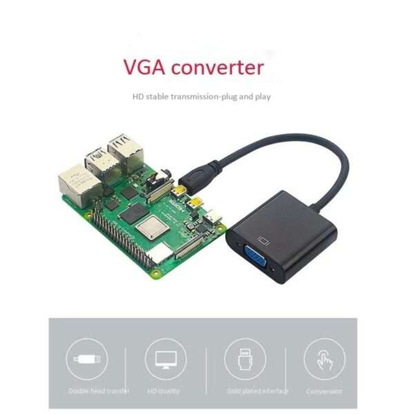 Micro HDMI To VGA Adapter Cable 1080P Video Converter With Jack USB Power Cable