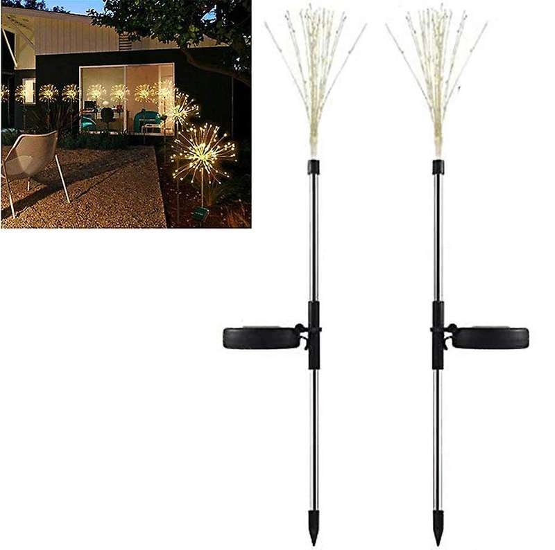FA-LC34H-120 Solar Powered Starburst Stake Light Warm White 2PC