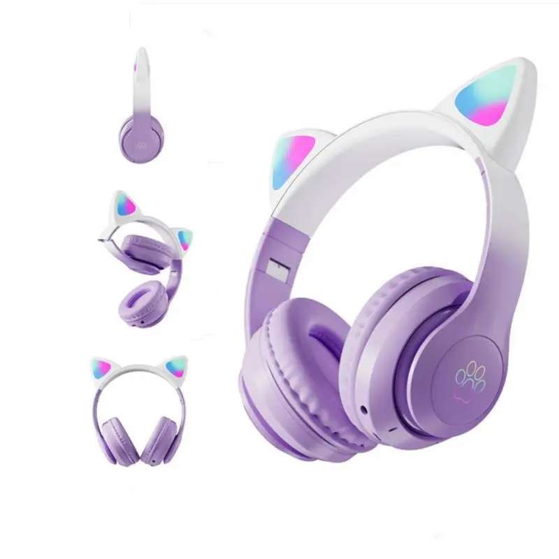 STN-28PRO Colourful Light Cat Ear Bluetooth 5.0 Headphone