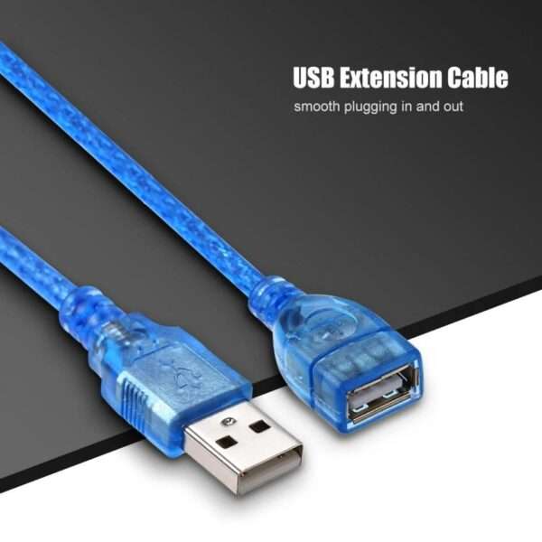 SE-L206 USB2.0 Transparent Blue Male To Female Extension Cable 10M