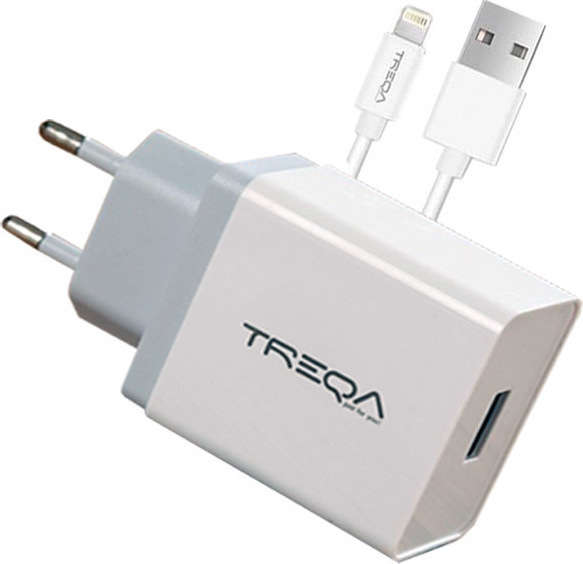 Treqa CS-203 USB Wall Charger 2.4A Output With USB To IOS Cable