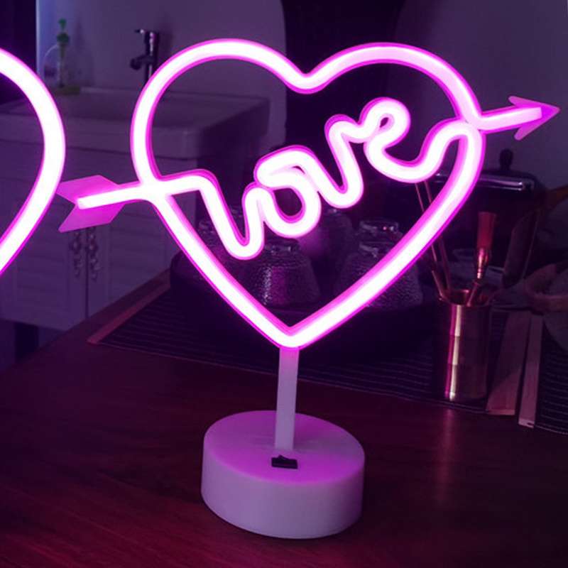 B-18 USB DC Cable Or Battery Operated Cupid Heart  Neon Lamp With Base