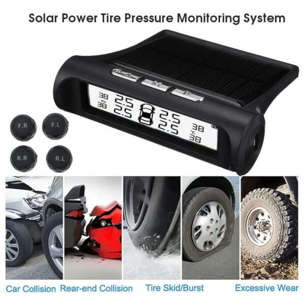X6 Wireless Solar Tyre Pressure Monitoring System TPMS with Black and White LED