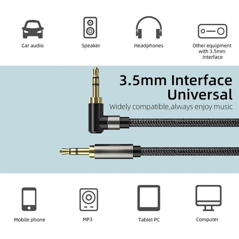 Wolulu AS-51199  90? Angle Auxiliary Cable 1.2m