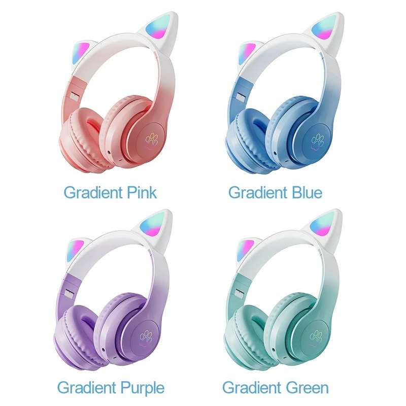 STN-28PRO Colourful Light Cat Ear Bluetooth 5.0 Headphone