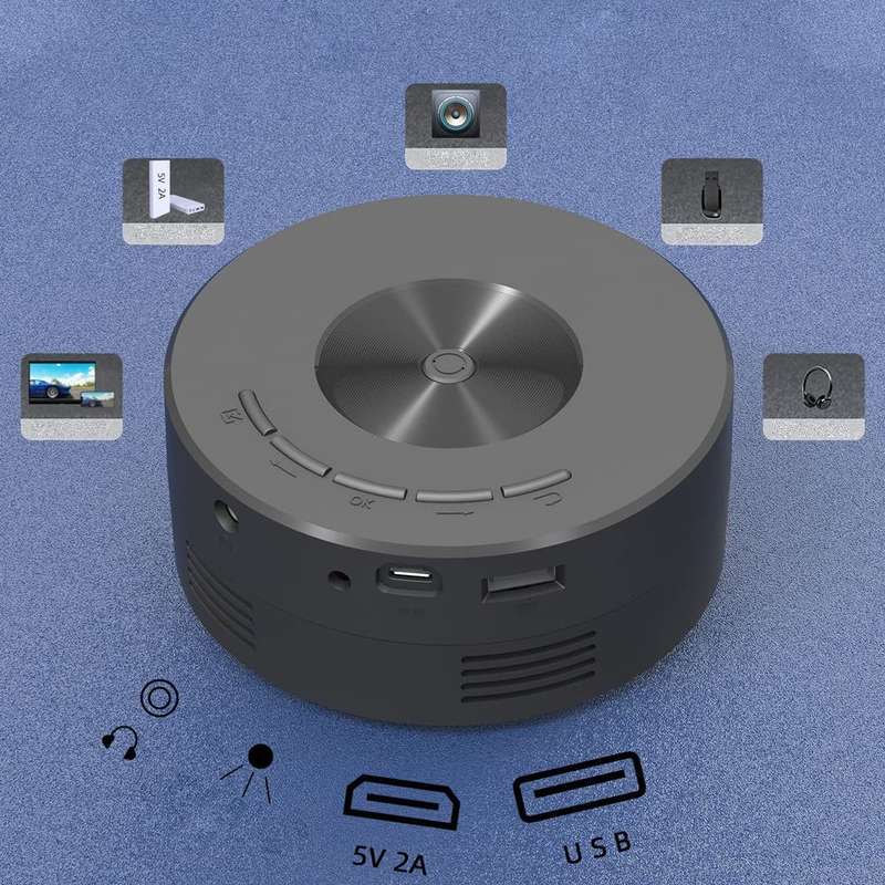 YT200 Mini LED Projector Wire Mirroring Function Loudspeaker Contrast-3000:1