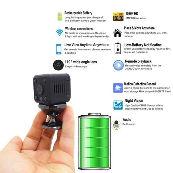 Mini WiFi Camera HD 1080P Video Audio Recorder with IR Night Vision Motion Detection Small Wireless