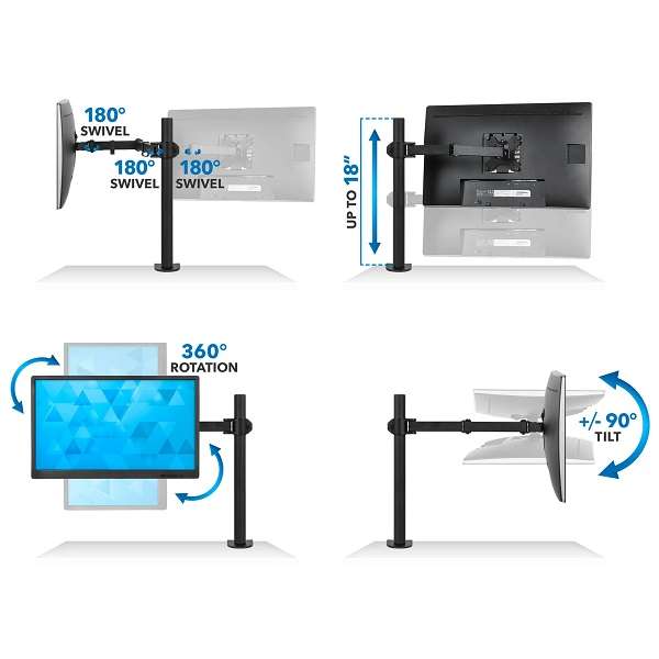 Z011 15-30 Long Arm Table Clamp Monitor Stand