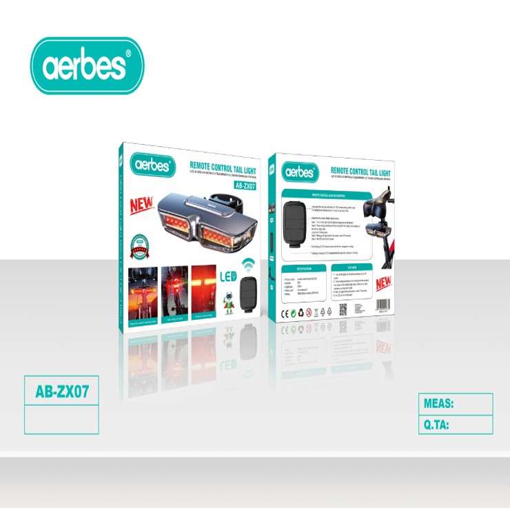 Aerbes AB-ZX07 Bicycle Tail Light With Remote Control For Turn Light