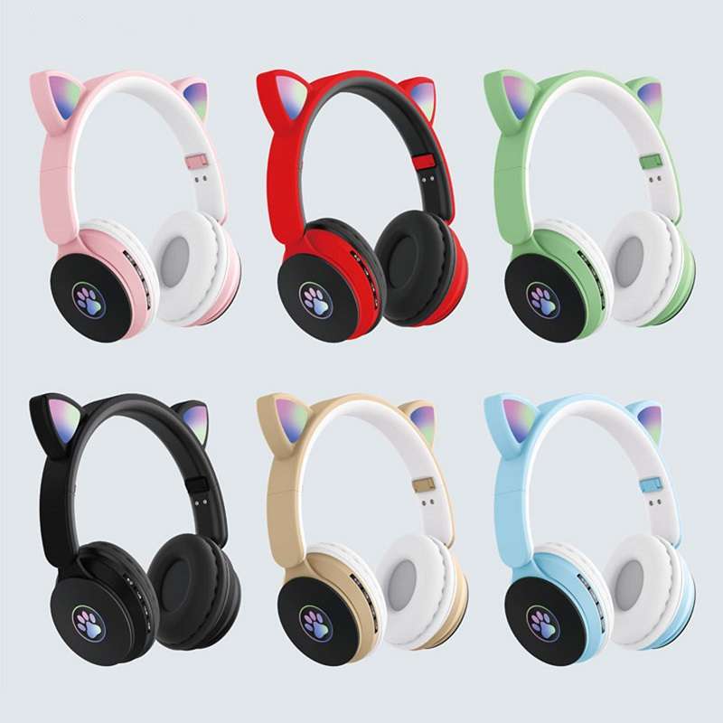 Wolulu AS-51256 Bluetooth Cat Ear RGB LED Wireless Headphone