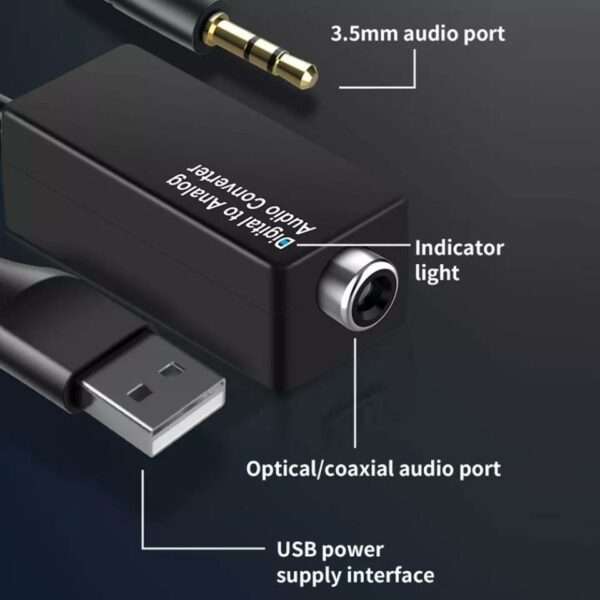 D15 Digital to Analog Audio Converter Coaxial DAC Audio Decoder with RCA Cable