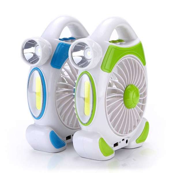 FA-1977 Rechargeable Desktop Fan With Light 2 x COB + 5W LED 2 In 1