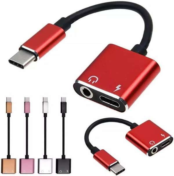 JH-020 Type C To 3.5mm + Type C Audio Adapter