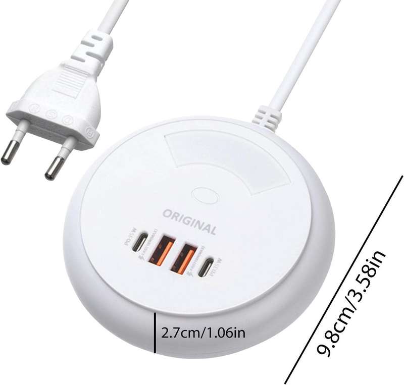 Q8 EU Power Socket Traveling Adapter 2 Type C and 2 USB Port 35W