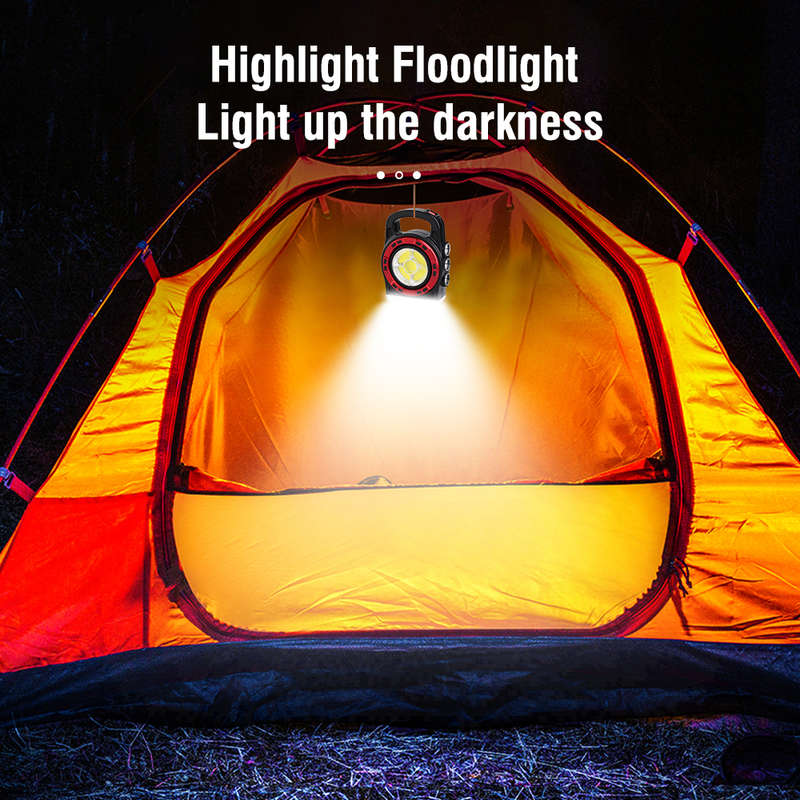 FA-6678C 20W Solar Powered Portable COB Light With 3 Light Sources and USB Charging