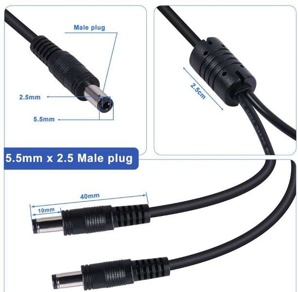 SE-L86 1.5M UPS Y Splitter Cable 1-2. 5.5mm x 2.5mm