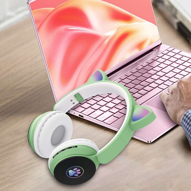 Wolulu AS-51256 Bluetooth Cat Ear RGB LED Wireless Headphone