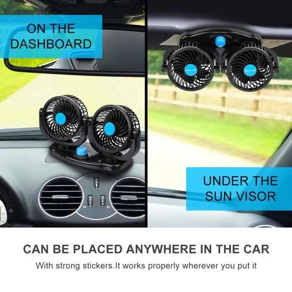 HX-T202 Dual Head Car Cigarette Lighter Fan 4.5