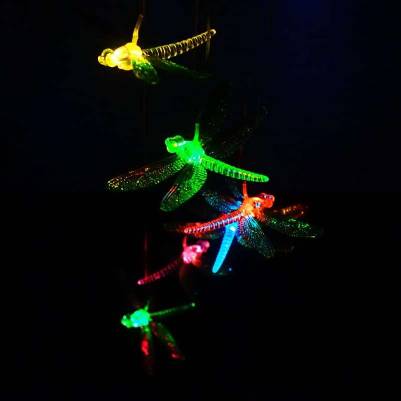 FA-070 Solar Powered Dragonfly Wind Chime Garden Light Multicolor