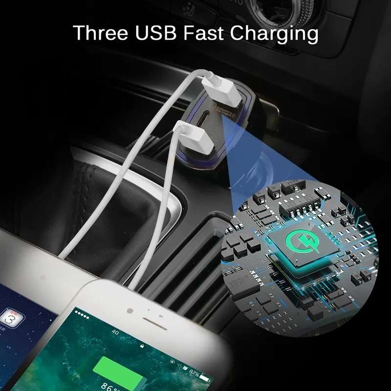 LY-05 35W USB QC3.0 + PD + USB 3.5A Fast Car Charger