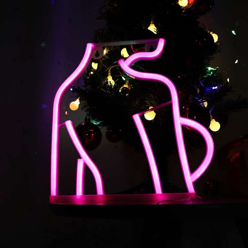 FA-A60 Ladys Back Silhouette Neon Sign Lamp USB And Battery Operated