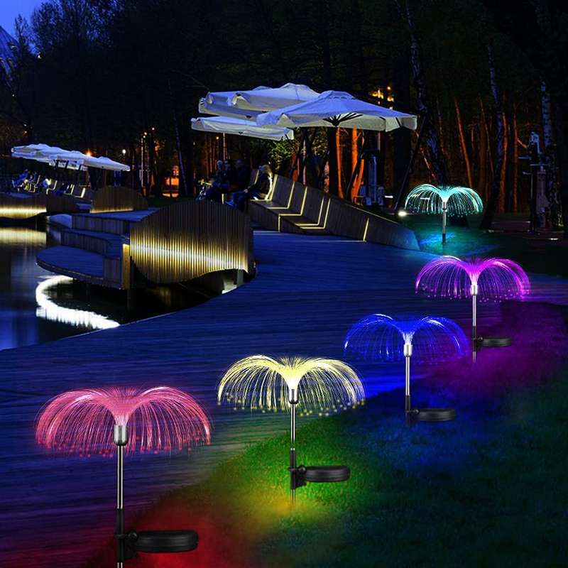 FA-LC30 Solar Powered Multicolor  Jellyfish Fiber Starburst Light 2PC