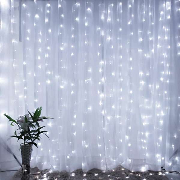 ZYF-99 LED Fairy Curtain Light With Tail Plug Extension White 3m Across  70cm x 38cm