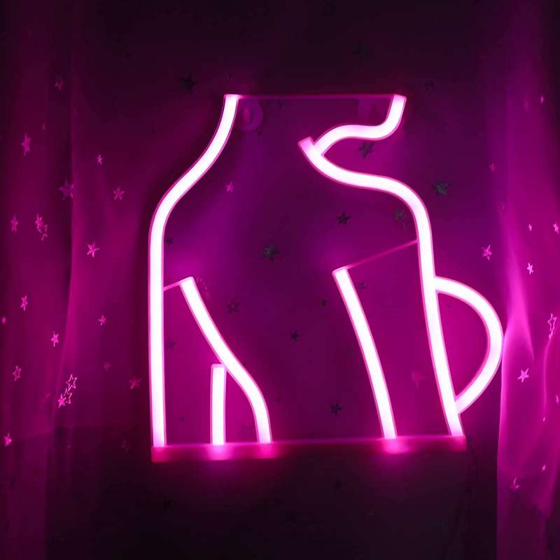 FA-A60 Ladys Back Silhouette Neon Sign Lamp USB And Battery Operated
