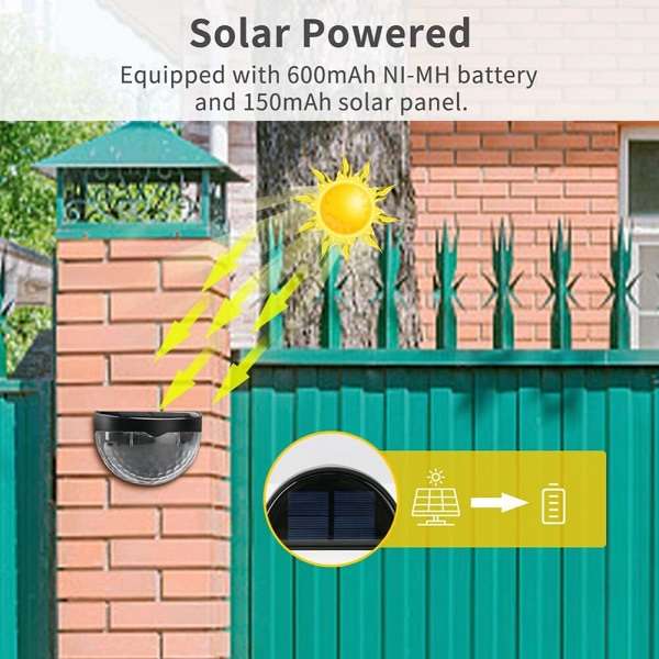 Aerbes AB-TY66 Solar Powered Semi-Circle Wall Lamp Pack Of 2 Warm White